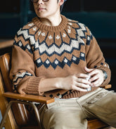 Maden Knitted Thick Sweaters for Men Autumn and Winter Retro Nordic Fair Isle Sweater Loose Casual Christmas Pullovers Jumper